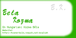 bela kozma business card