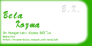 bela kozma business card